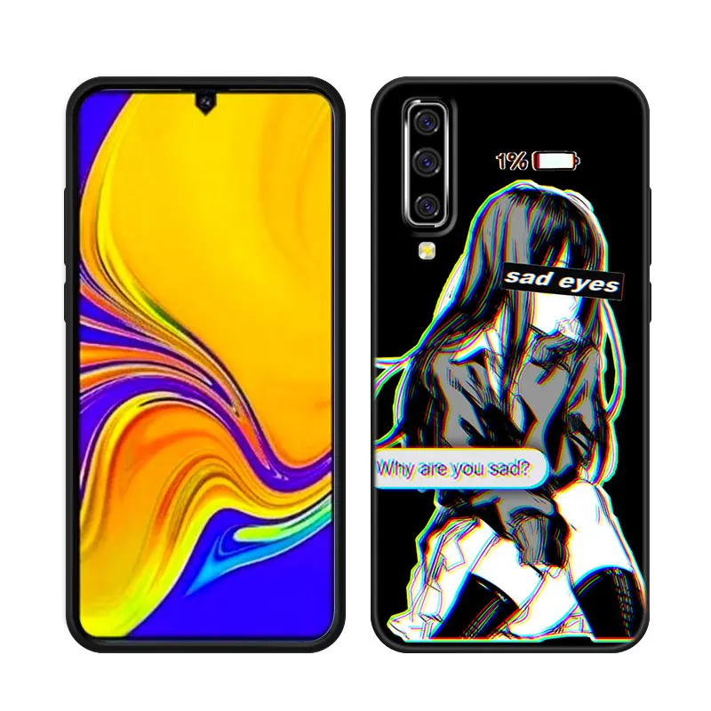 Anime Sad Girl Phone Case For Samsung A13 A22 A24 A32 4G A33 A34 A35 A52S A53 A54 A55 A73 5G A06 A12 A14 A15 A23 A51