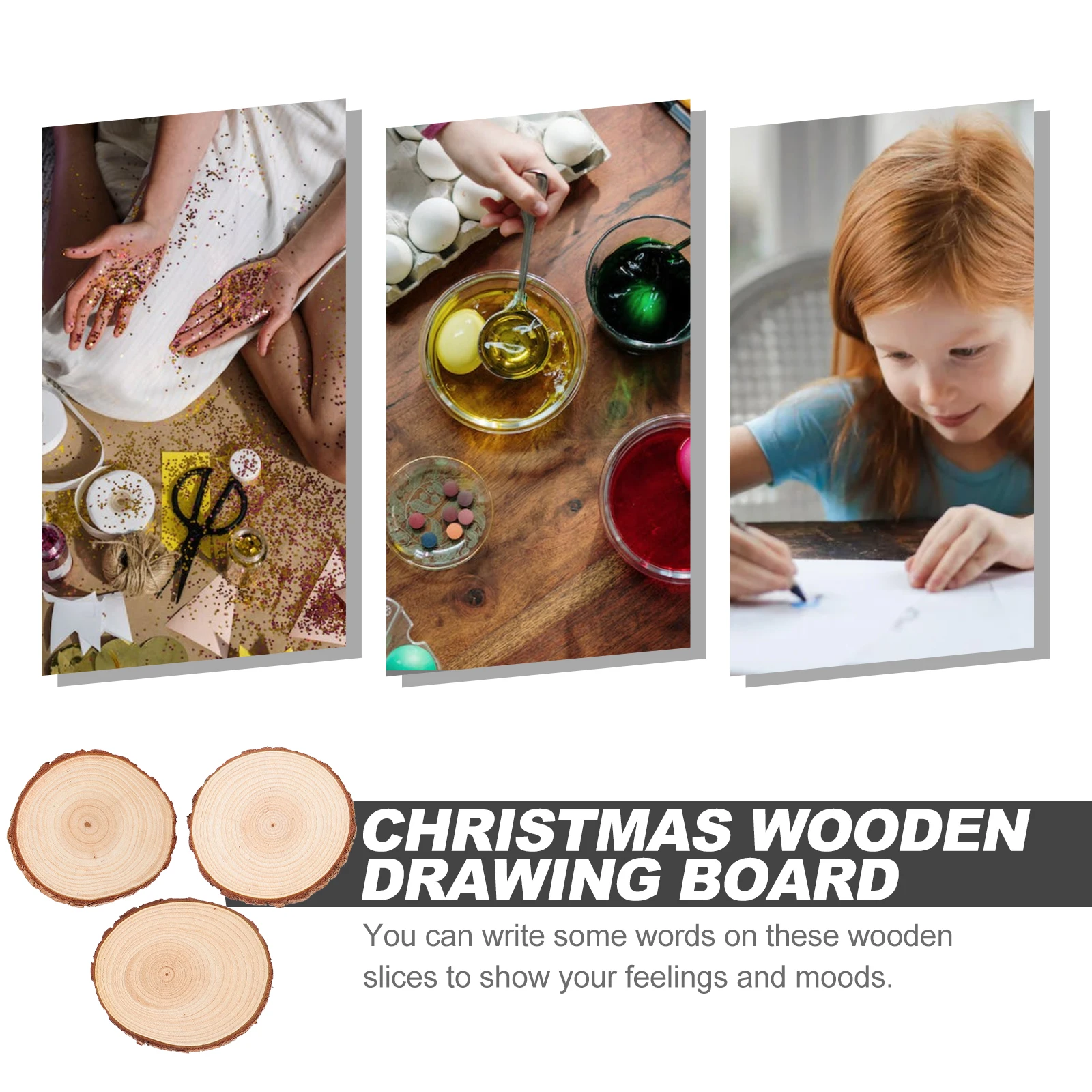 

Christmas Fireplace Decor Wooden Drawing Board Decorations Decorative Solid Craft