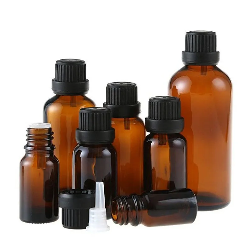 24Pcs 5/10/15/20/30ml Empty Brown Oil Container Glass Essence  Portable  Jar Cosmetic Packaging DIY Dispensing Bottle