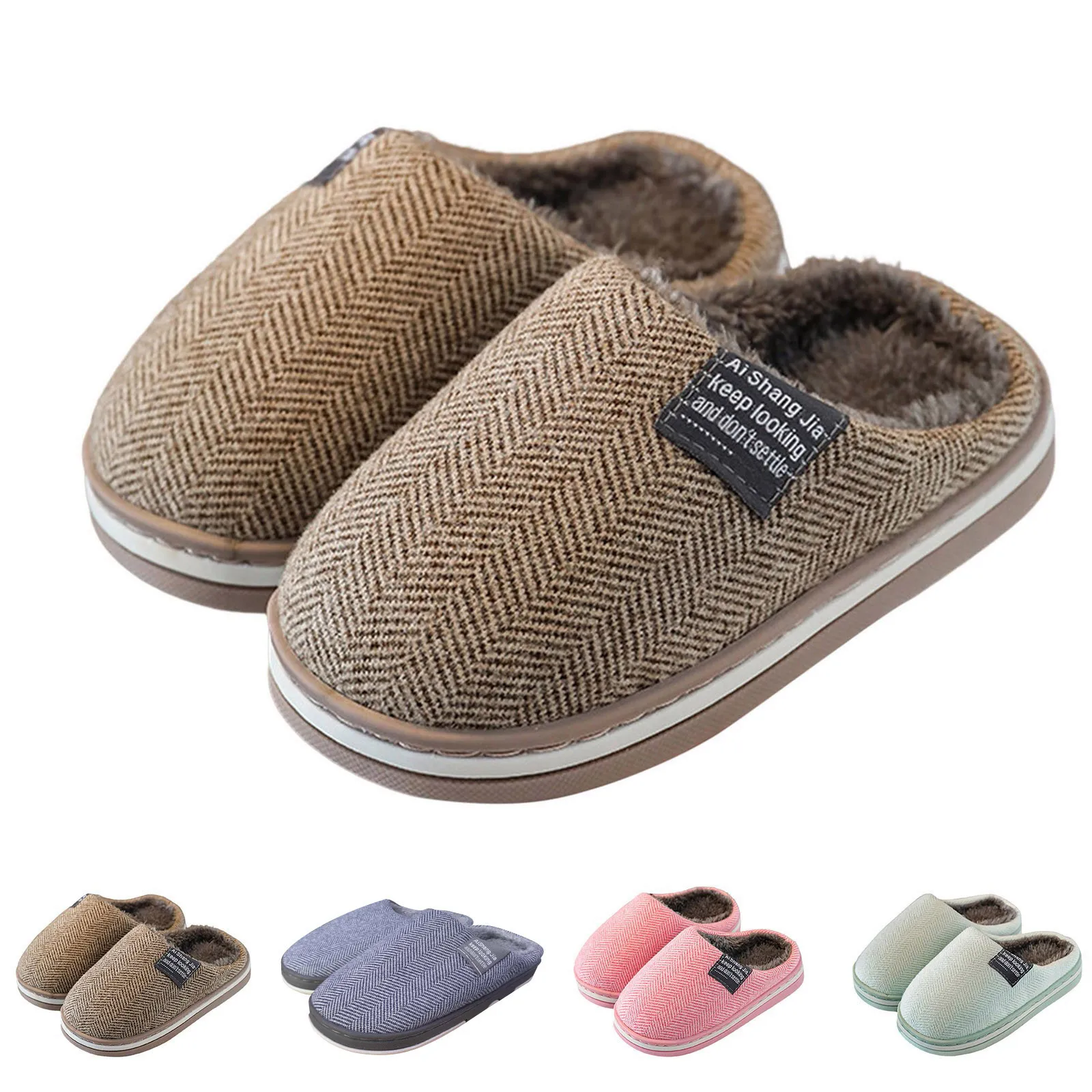 Kids Warm Slippers Shoes Fashion Flat Home Cotton Slippers For Girl Boy Classic Comfortable Soft Bottom Indoor Non-slip Slippers