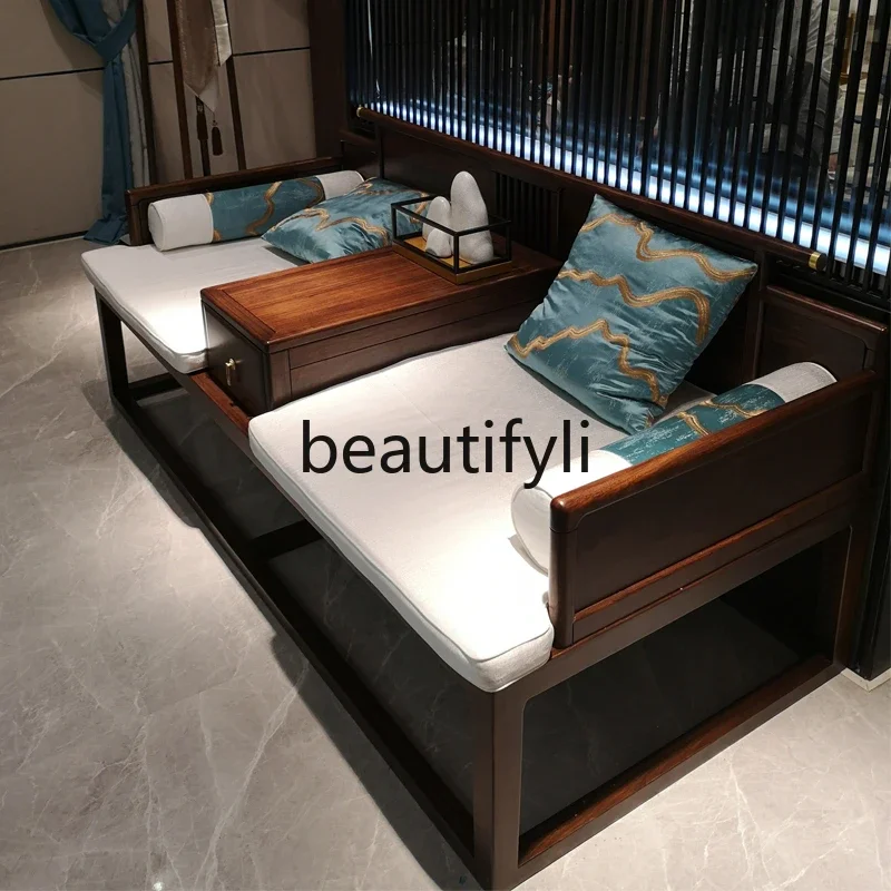 

Asmt51 S51 New Chinese Ebony Arhat Bed Solid Wood Sofa Modern Simple Club Hotel Tea House Zen Furniture