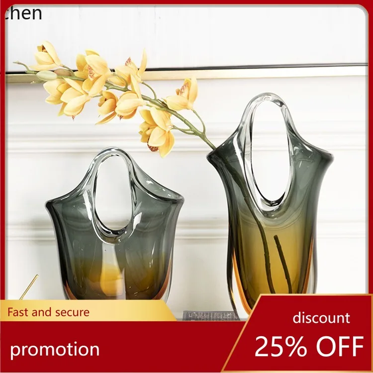 

Zml creative glass handbag vase - high-end artistic decorative vase for living room, dining table, and entryway