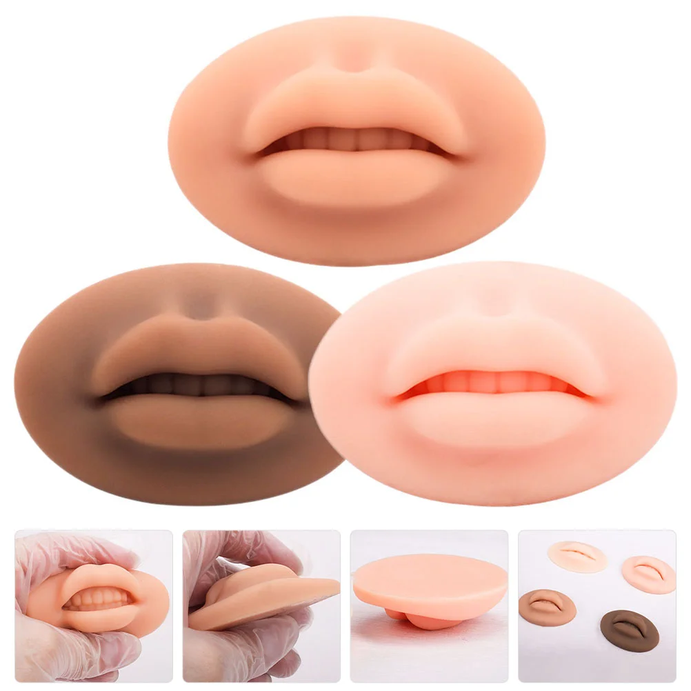 3 Pcs Silicone Lip Mask Fake Models Artificial Skin for Tattooing Eyebrow Practice Major Portable Tattoos Silica Gel