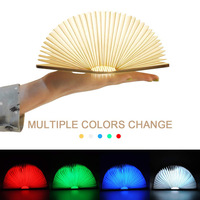 3D Folding Creative LED Night Light RGB Color USB Rechargeable Wooden Book Lamp Desk Decoration Holiday Gift Book Reading Lamp