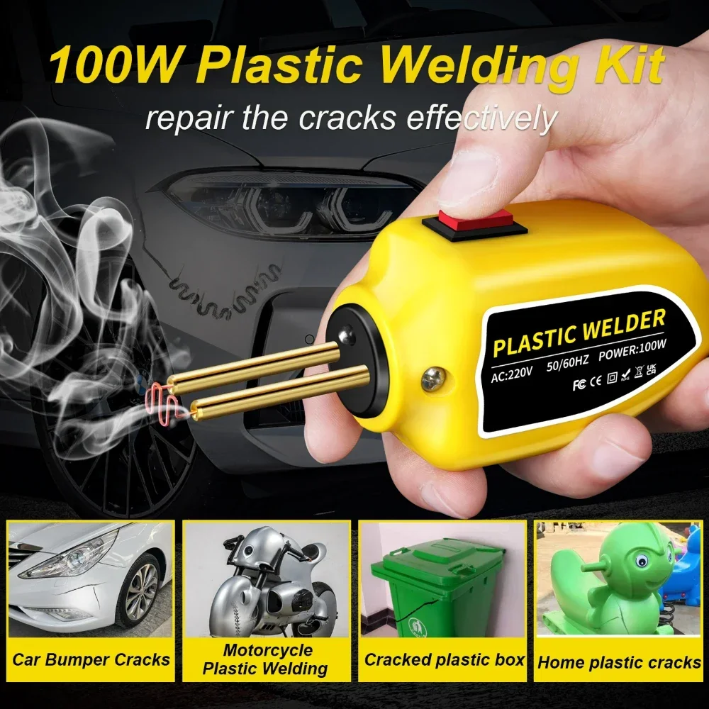 100W Plastic Welding Machine Plastic Welder Gun 200pcs Hot Stapler Bumpers Repair Kit Soldering Iron For Car Bumper Repair Tools