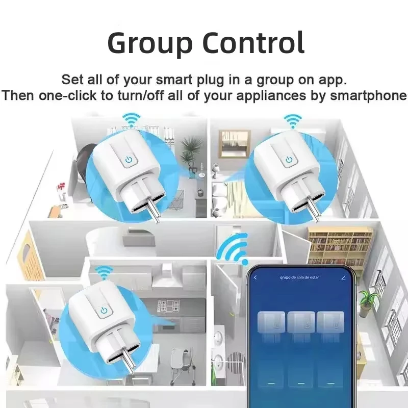 Tuya tomada inteligente wifi ue 16a/20a com monitor de energia função temporização controle voz funciona com alexa googlehome