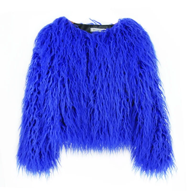 Fluffy Fur Coat Colorful Streetwear Women Faux Fur Jacket Big Size Women Clothing Sheepskin Coat Long Sleeve Chic Short Coat