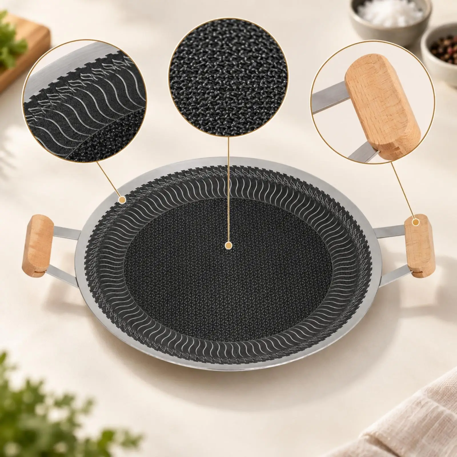 Non Stick Outdoor Grill Pan Stainless Steel Double Sided Cookware for Induction Gas Electric Stove Top