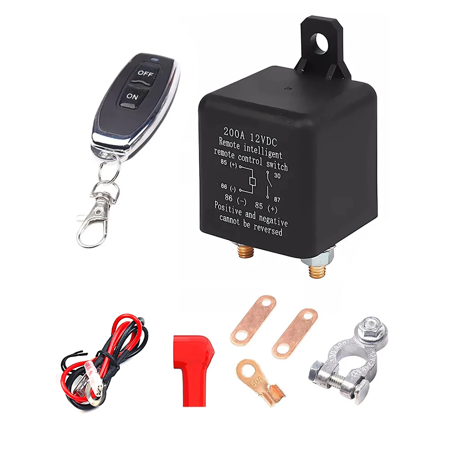 Remote Battery Disconnect Switch 12V 200A Battery Cut Off Switch Relay Anti-Theft With Remote Control Switch For Car Boat RV Van