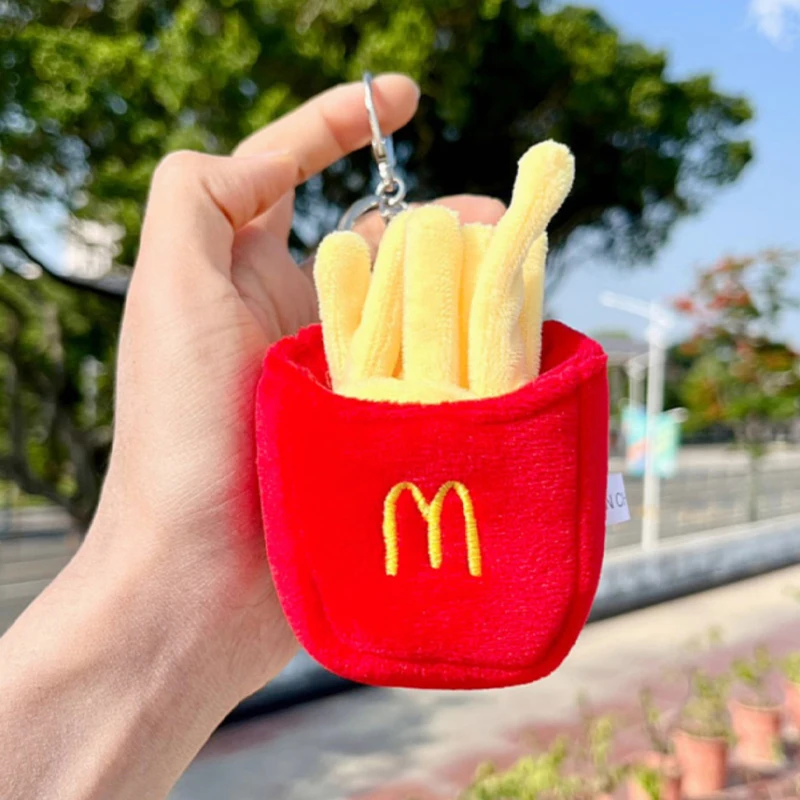 Cute French Fries Plush Pendant Keychain Couple Bag Pendant Creative Doll Small Doll Plush Toy Party Gift