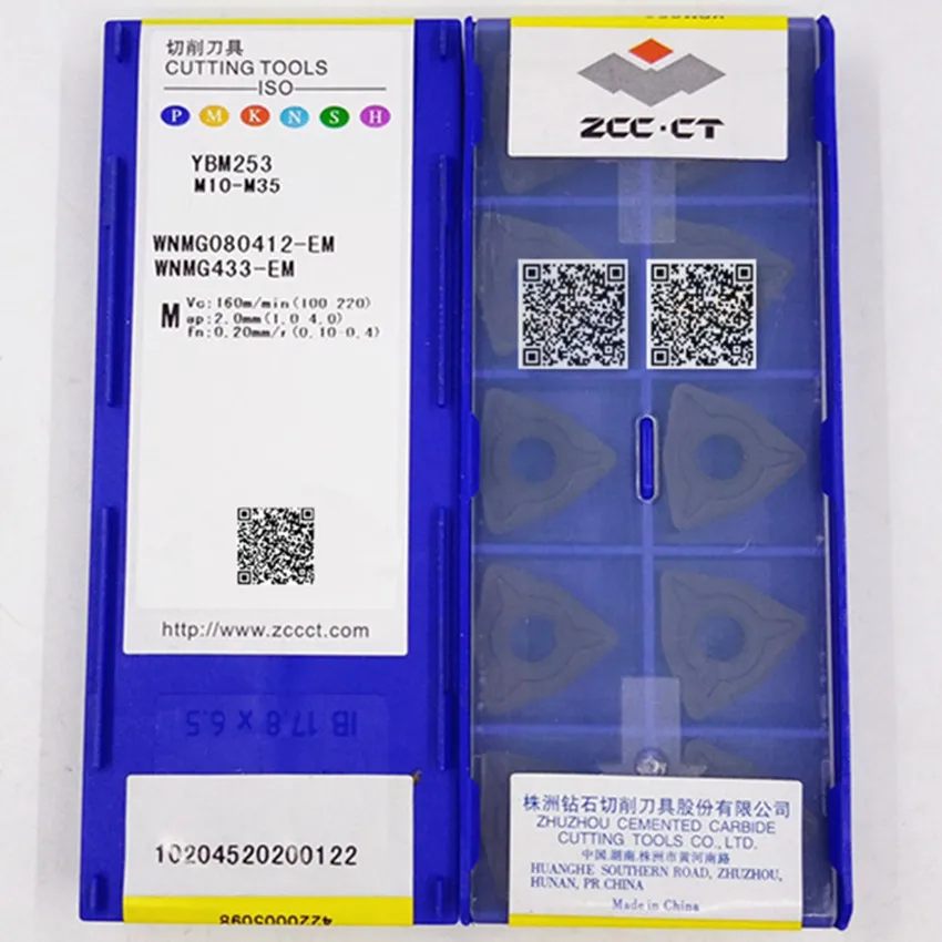 WNMG080404-EM YBM253/WNMG080408-EM YBM253/WNMG080412-EM YBM253 WNMG431 WNMG432 WNMG433 ZCC.CT CNC carbide inserts 10pcs/box