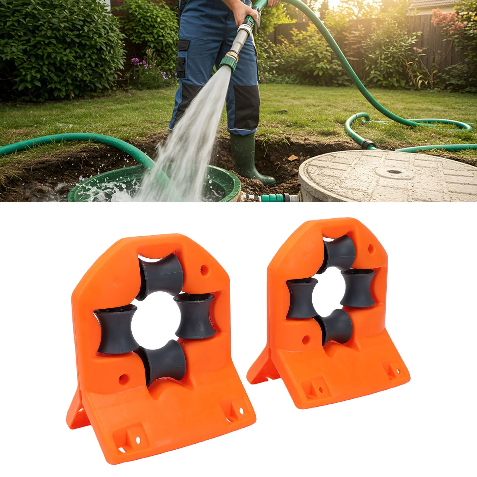 2Pcs Garden Hose Roller  Garden Hose Roller  Prevents Kinks Wall Mount Hose  for Walls Corner Fences Flower Beds