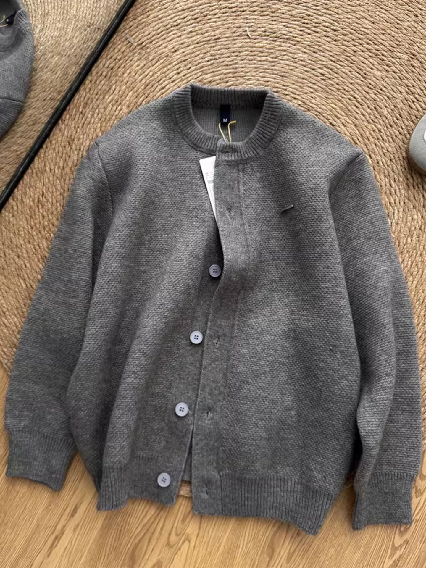 

Cleanfit Men's Knitted Cardigan Baseball Collar Loose Fit Korean Sle Coarse Yarn Sweater Comfortable Soft Regular Sve Le...