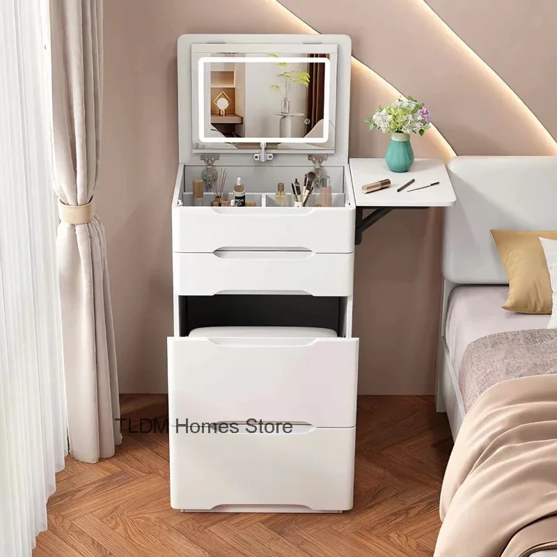 Bedroom Dressing Table, Flip-up Mirror, Front Modern Simple Multi-functional Internet Celebrity Storage Cabinet, Dressing Table