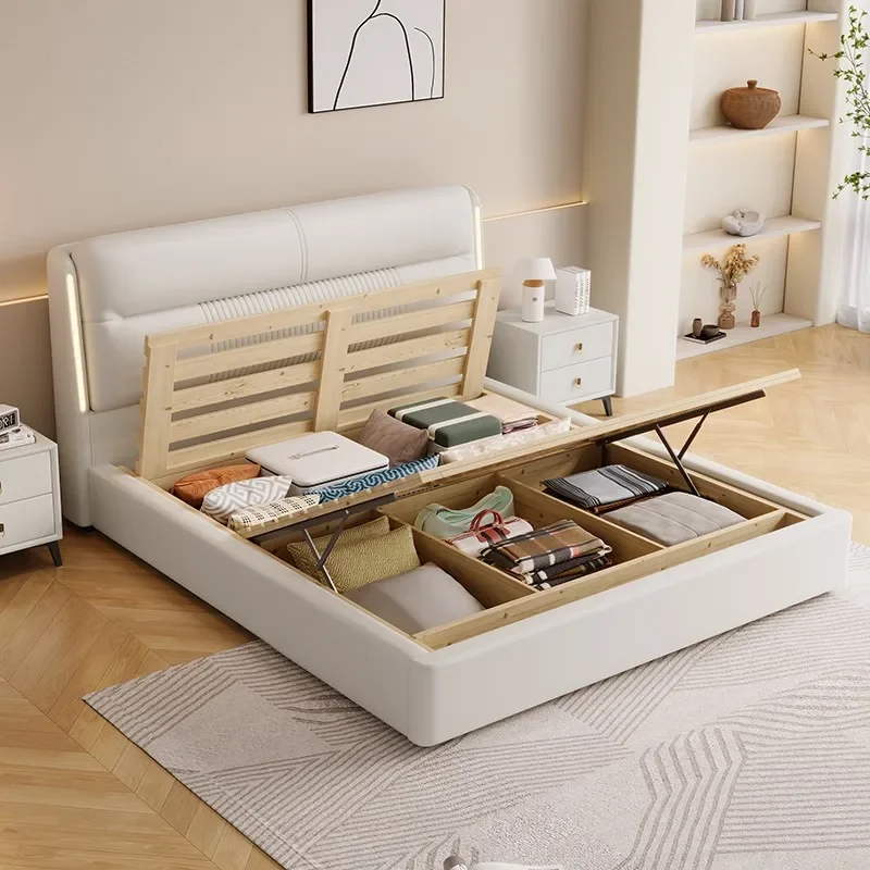 Unique Luxury Bed Modern Bedroom Lounge Minimalist Marriage Bed Storage Nordic Cama De Lujo Para Dormitorio European Furniture