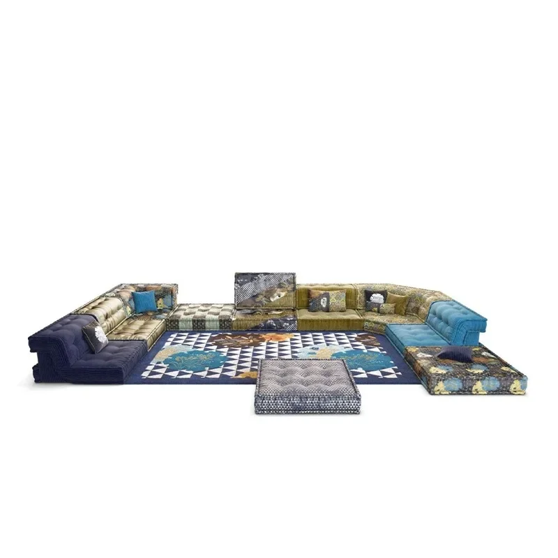 Mahjong, medieval style, large flat-floor mansion, good night in the living room, fabric lazy sofa