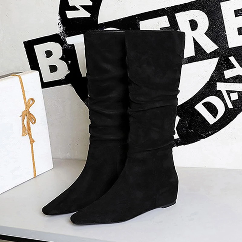 BIGTREE New Autumn Winter Design Insoles Pointed Toe Women Over The Knee Boots Shoes Female Long Booties Zapatos De Mujer