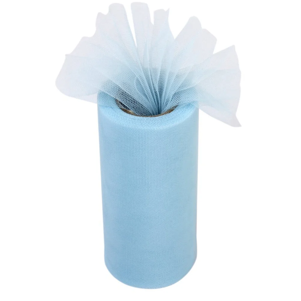 

22m Sky Blue Tulle Roll Fine Polyester Mesh Wedding Car Floral Arrangement Party Room Doorway Decoration DIY Craft