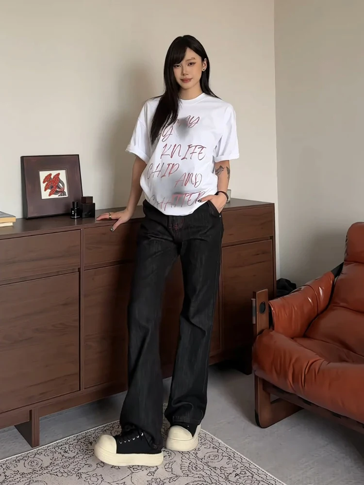 

Cleanfit Slim Fit Micro Flared Jeans Men Summer Thin American Retro Straight Leg Denim Pants High Waist Zipper Casual Wear