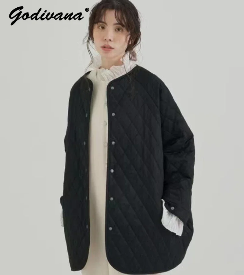 

Japanese Style Autumn and Winter Cotton-padded Jacket Female Loose Casual Quilted Oversize Short Parkas Coat Jacket