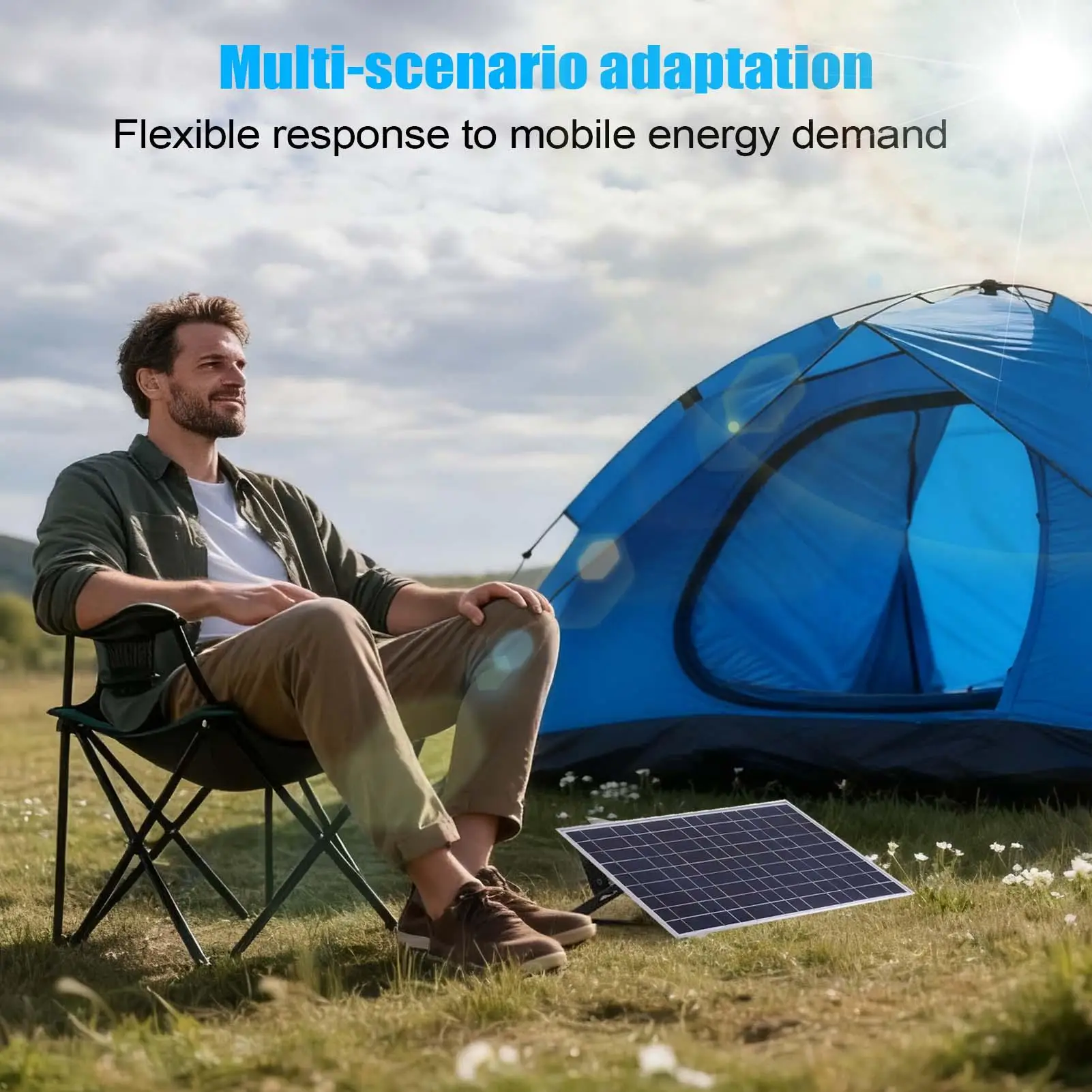 

100W Solar Panel Kit USB Power Portable Outdoor Rechargeable Solar Cell Solar Generator for Home Mobile RV Car Caravan Camping