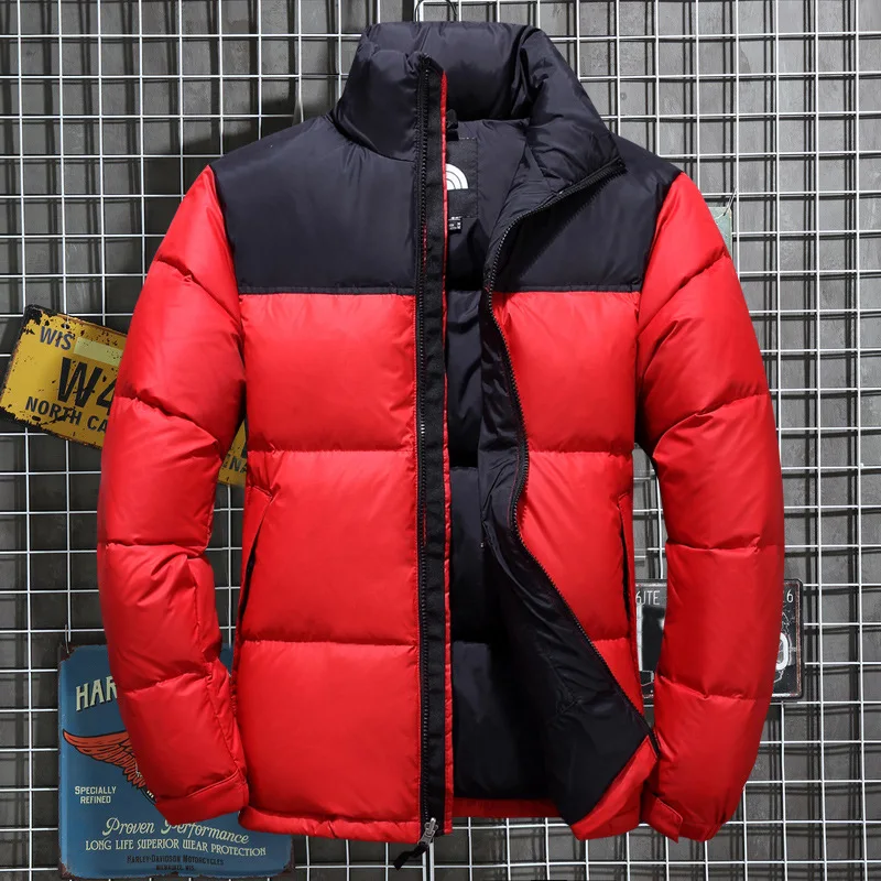 Winter Parkas Patchwork Coat Men Warm Padded Clothes Zip Up Jacket Coats Fashion Streetwear Thicken Outerwear Tops Male Plus Siz