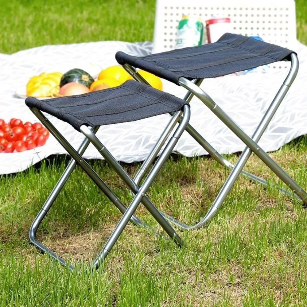 Aluminum Alloy Folding Camping Stool High Strength Ultralight Compact Collapsible Camp Stool Portable Foldable Footstool Ottoman