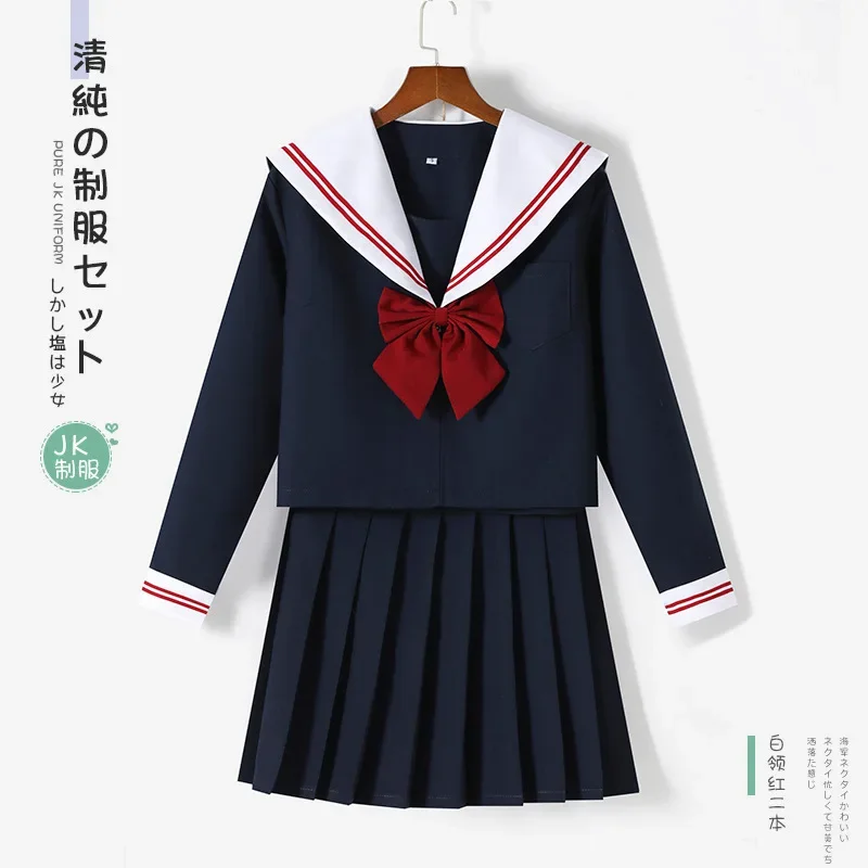 School Uniform Dress Cosplay Costume Japan Anime Girl Lady Lolita Japanese Schoolgirls Sailor Top Tie Pleated Skirt Outfit Women