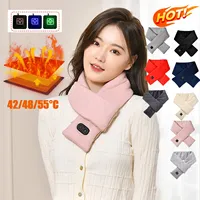 USB Charging Electric Heated Scarf 3 Gears Adjustable Neck Warmer Scarf Fleece Washable Electric Heating Neck Wrap for Women Men