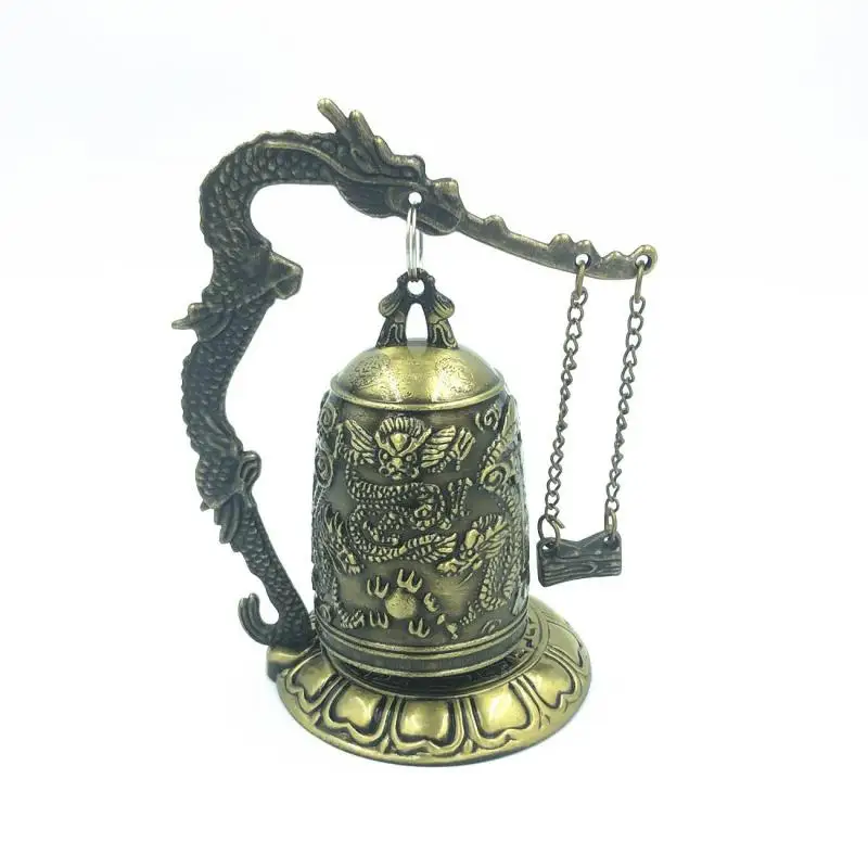 1Pc Chinese Style Alloy Dragon Pattern Mini Chime Striking Bell Home Exquisite Decoration Ornament Antique Crafts Chime