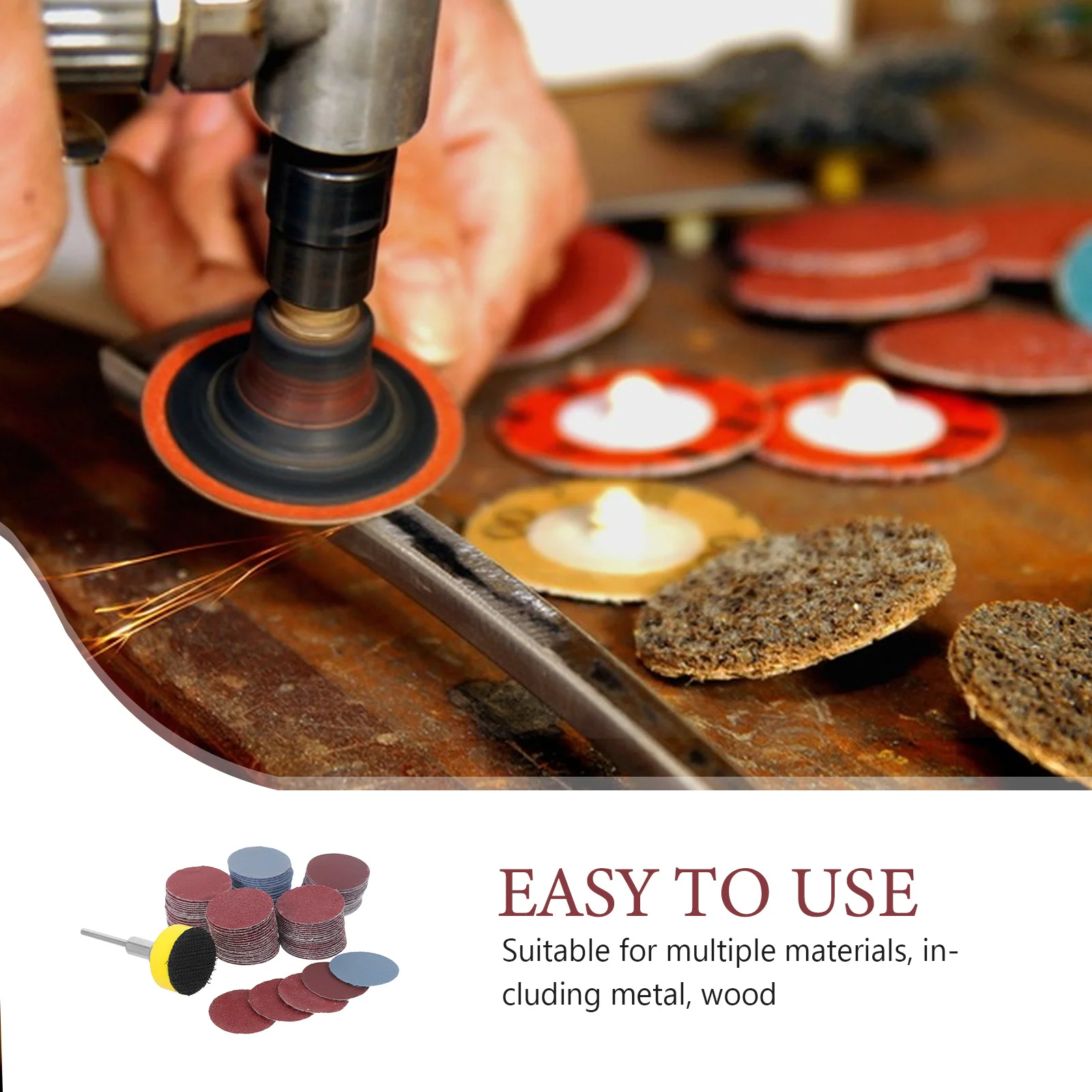 100-teiliges Schleifscheiben-Set mit mehreren Körnungen, 100, 180, 240, 1500, 3000, beflocktes Drehwerkzeug-Zubehör für feine Oberflächenveredelungsarbeiten