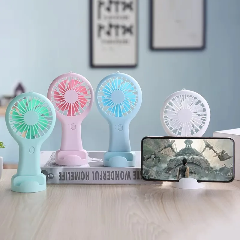 5pcs Portable Rechargeable Electric USB Charger Battery Handheld Mini Fan 3 Speed Lightweight with Data Cable Air Cooling Fans