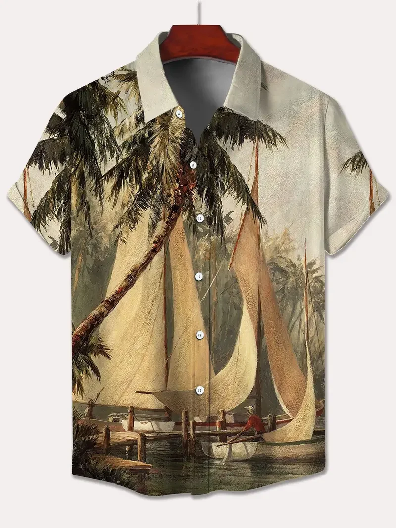 

New Beer Festival Harajuku Shirts For Men 3D Print Short Sleeve Summer Hawaiian Beach Style Single-Breasted Tops Lapel Shirts