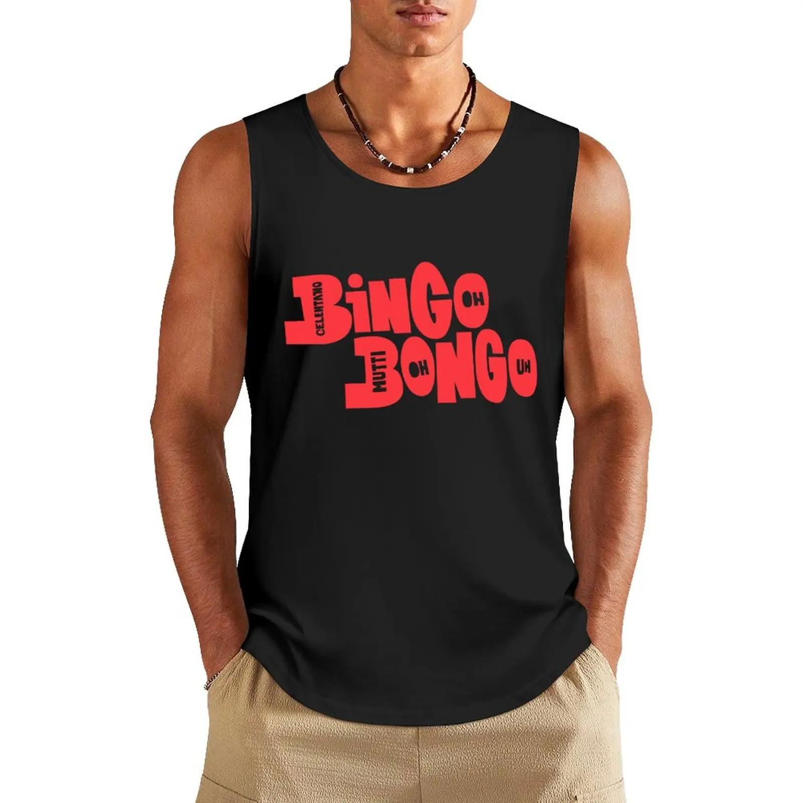 Adriano celentano-bingo bongo-ornella Mutti Camiseta de tirantes para hombre, chaleco musculoso, camiseta japonesa de anime