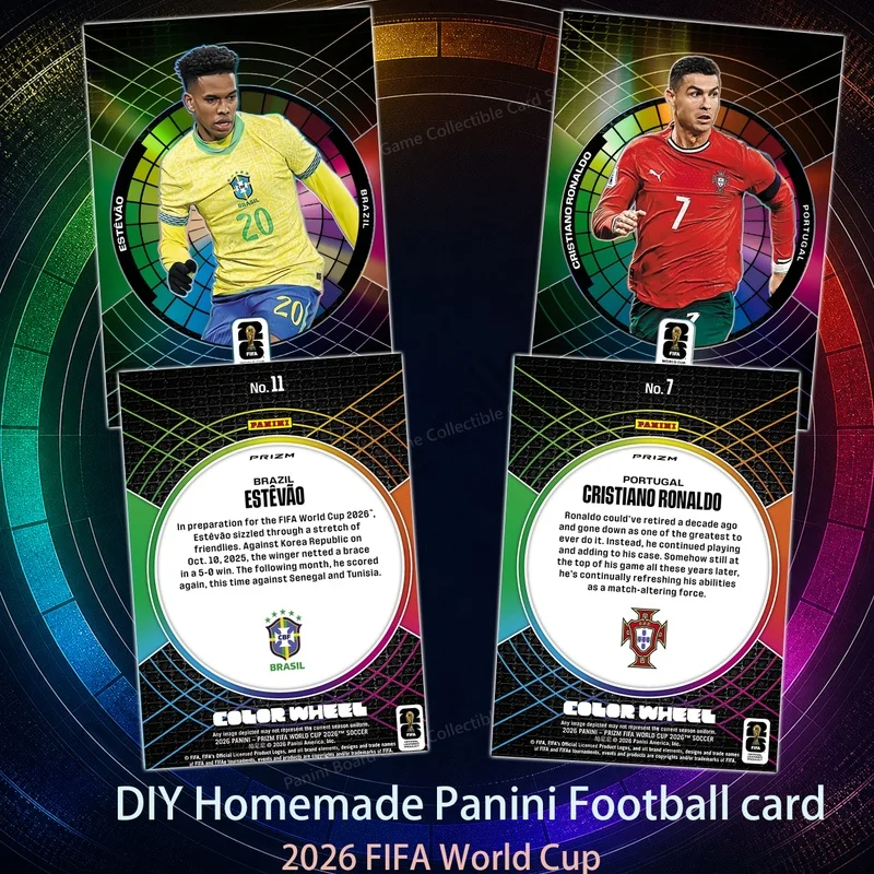 DIY PANINI Homemade Football Collection Card FIFA World Cup Color Wheel Series Board Game Estevão Cristiano Ronaldo Yamal