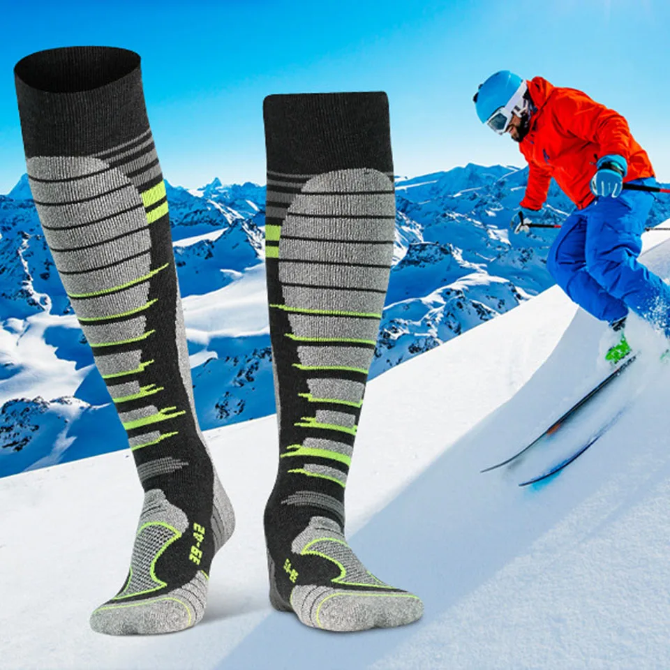 GTUBIKE 1 Pair New Merino Wool Ski Socks Outdoor Sports Thickened Terry Keep Warm Knee High Long Skiing Snowboard Hiking Socks