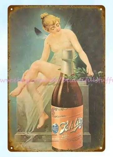 wall art garage shop wall decor Victorian Schlitz beer metal tin sign