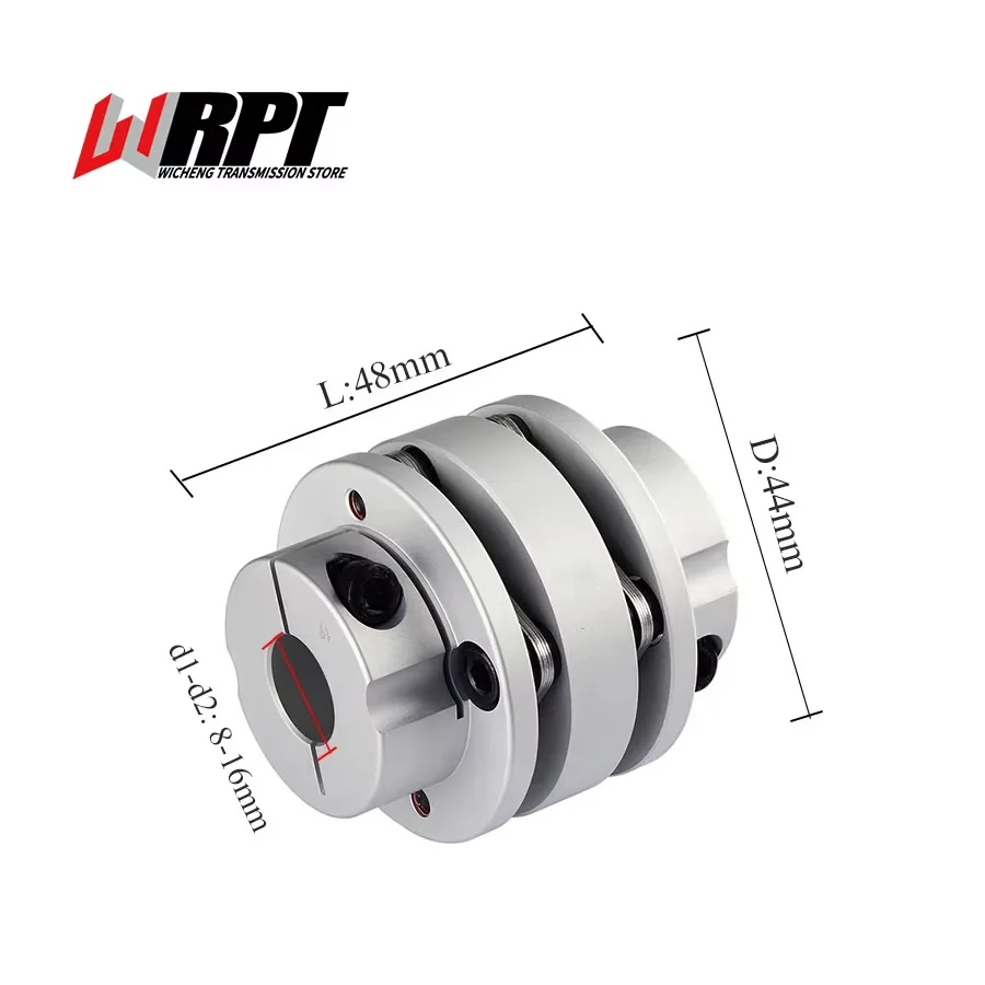 CLT Coupling Double Flange Diaphragm Coupling Aluminum Alloy Elastic Connecting Sleeve With Keyway Coupling CLT-44X48 CNC Parts
