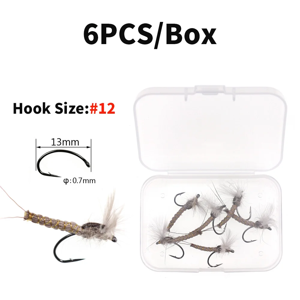 6 stuks # 10 # 12 # 14 CDC Feather Wing Mayfly Extended Body Mayfly Droge Vlieg Vliegvisvliegen Forel Baars Vissen Lokmiddelen