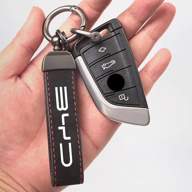 1Pcs Suede Leather Car Key Chain Keyring For BYD Atto3 Dolphin Seal Song Plus Tang Anti‑Lost Key Holder Auto Interior Accessorie