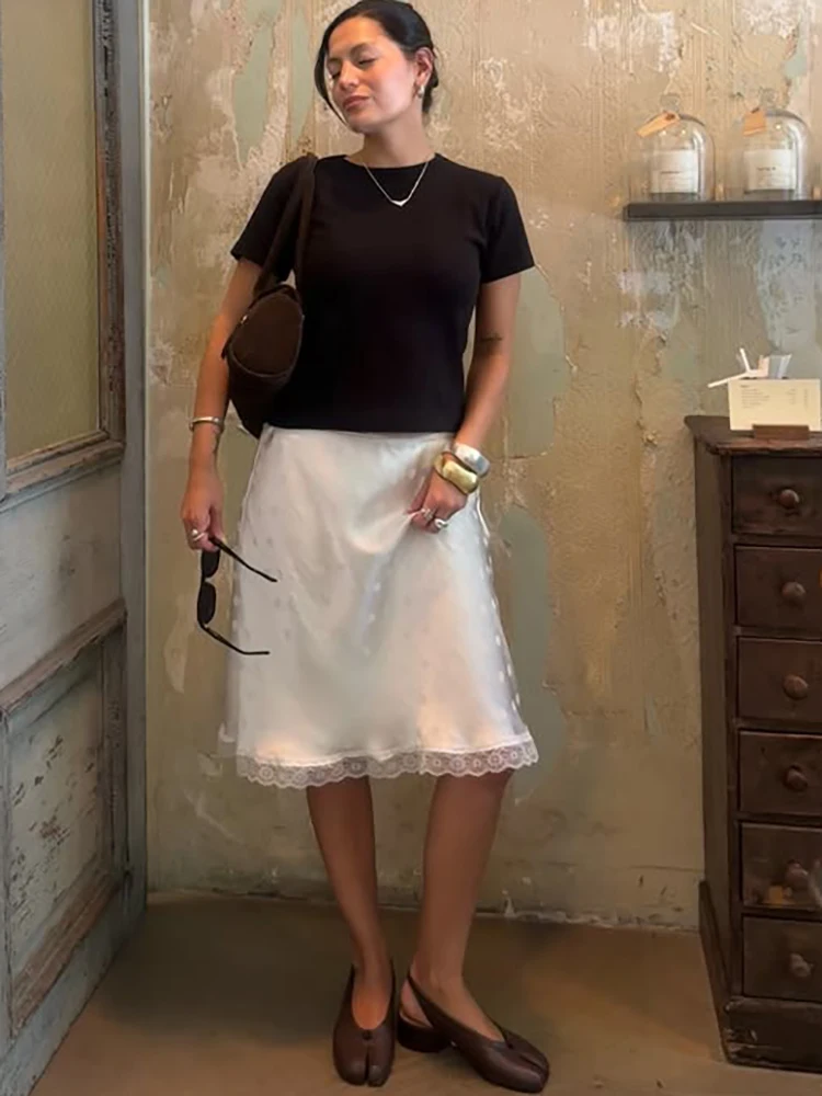 

Женская мини-юбка Fantoye с принтом в стиле пэчворк, в горошек, с кружевом, белая, с завышенной талией, А-силуэт, весенняя, облегающая, повседневная, для вечеринок, уличный стиль, 2026