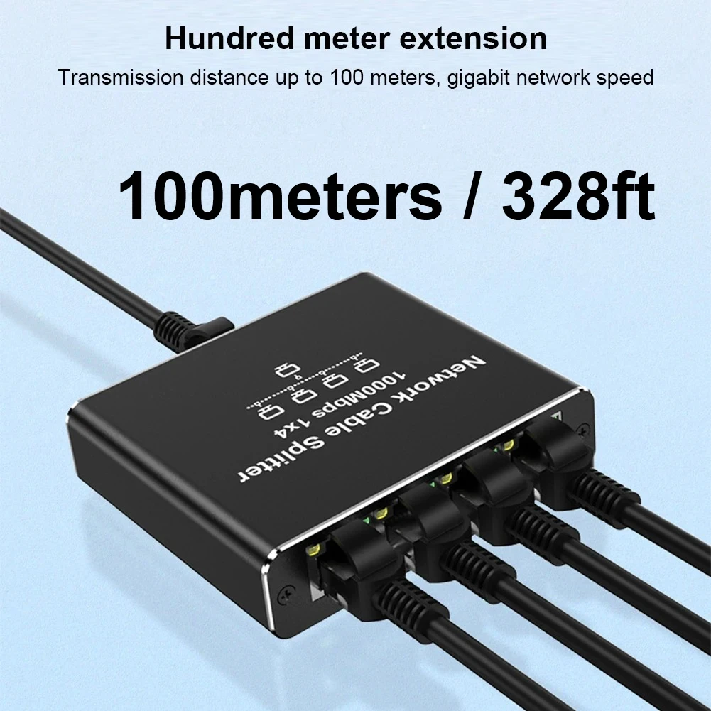 

Адаптер-сплиттер Ethernet, сетевой удлинитель 1000 Мбит/с, от 1 до 2/3/4 портов, RJ45, локальная сеть работает для ПК, компьютера, маршрутизатора, коммутатора