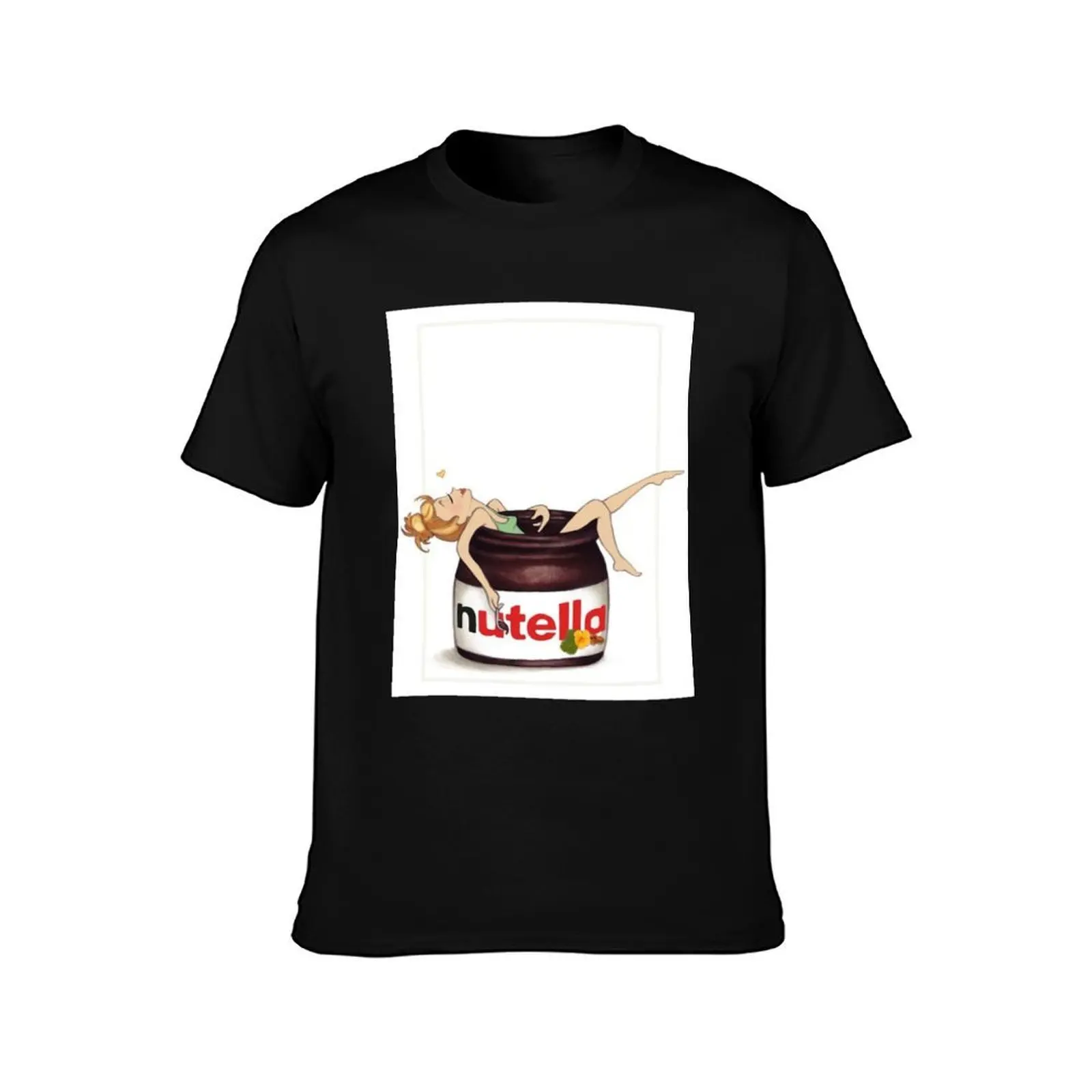 nutella T-Shirt, Summer Casual Cotton Tee, Oversized Streetwear Tops, Vintage Graphic Print, Loose Fit Short Sleeve, 100% Cotton