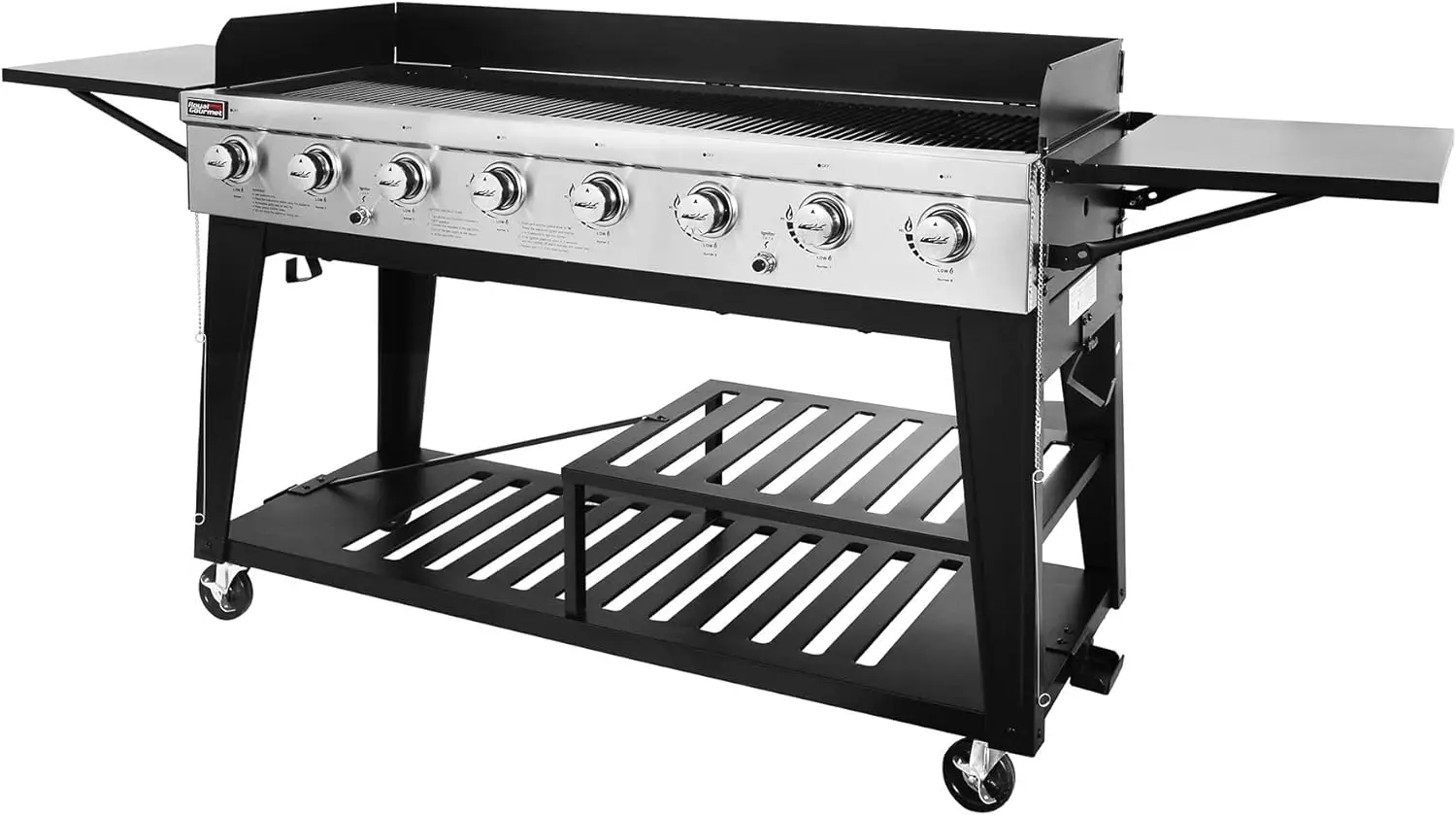 

8-Burner Gas Grill, 104,000 BTU Liquid Propane Grill, Independently Controlled Dual Systems, Outdoor Party