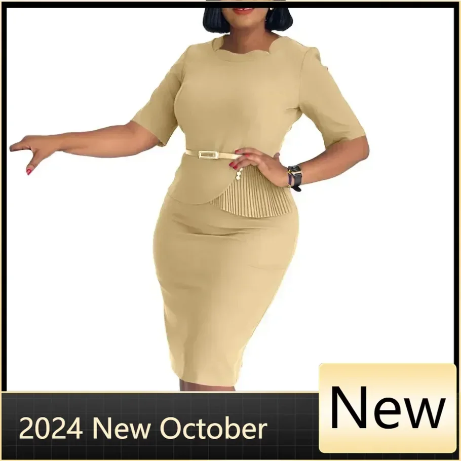 

Customized Africa Clothing Elegant Dashiki African Dresses for Women Summer Fashion Half Sleeve O-neck Polyester Bodycon Midi Dr