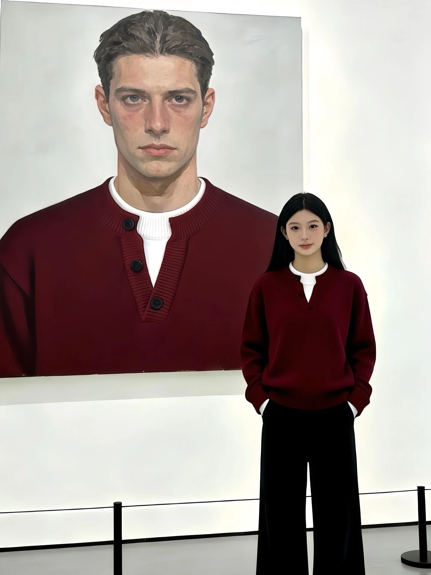 

Мужской вязаный свитер American Sle Red для осени и зимы, с воротником Хенли, базовый слой для пар, с эффектом утепления