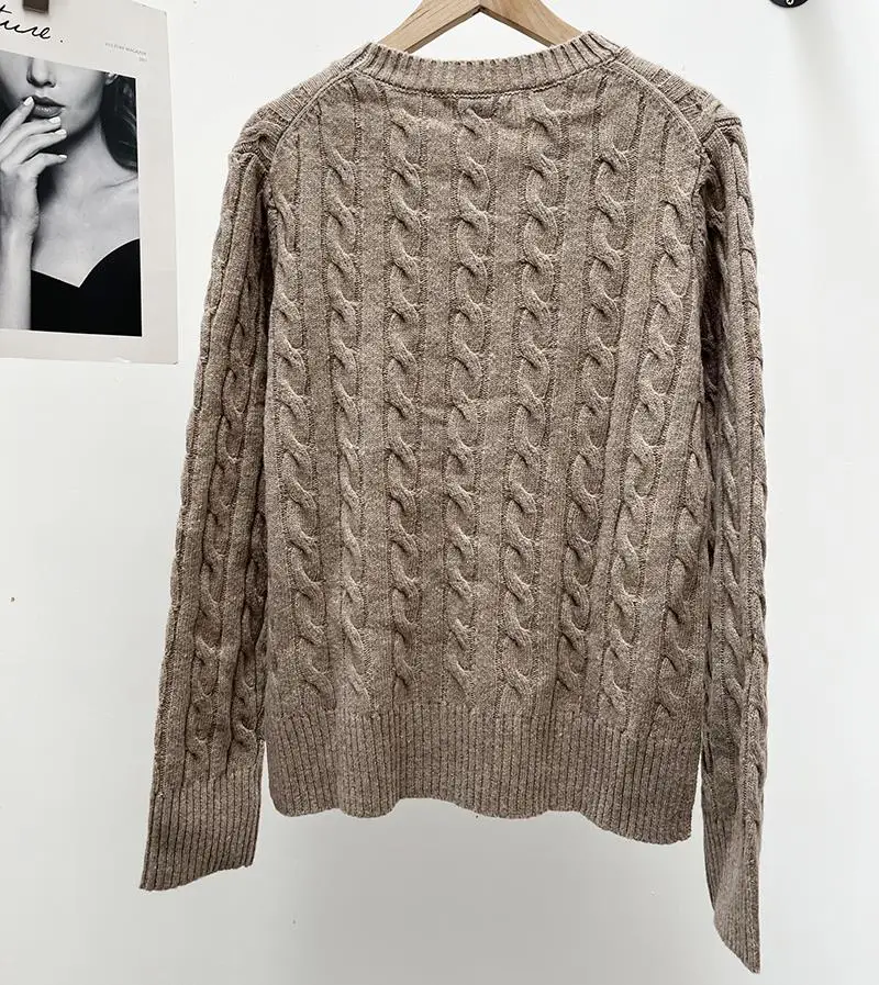 Donegirl 2024 New Autumn Winter Fashion Women Round Neck Weave Solid Knitted Sweater Sweet Simple Pullovers Female Tops Chic