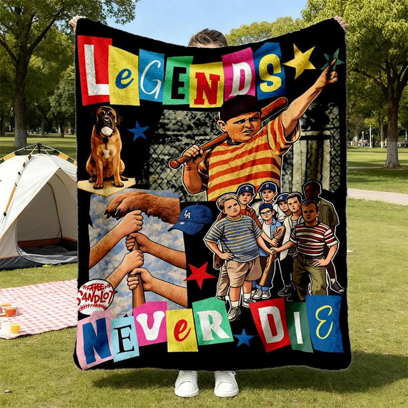 The Sandlot Movie Gift Flannel Blanket Heroes Get Remembered Sandlot Baseball, Legends Never Die Flannel Throw