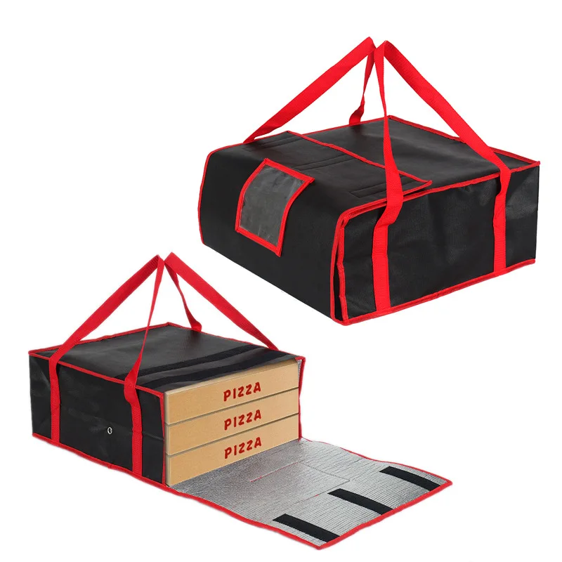 Non-woven Aluminum Foil Insulated Pizza Delivery Bag Large Capacity Portable Outdoor Pizza Bag