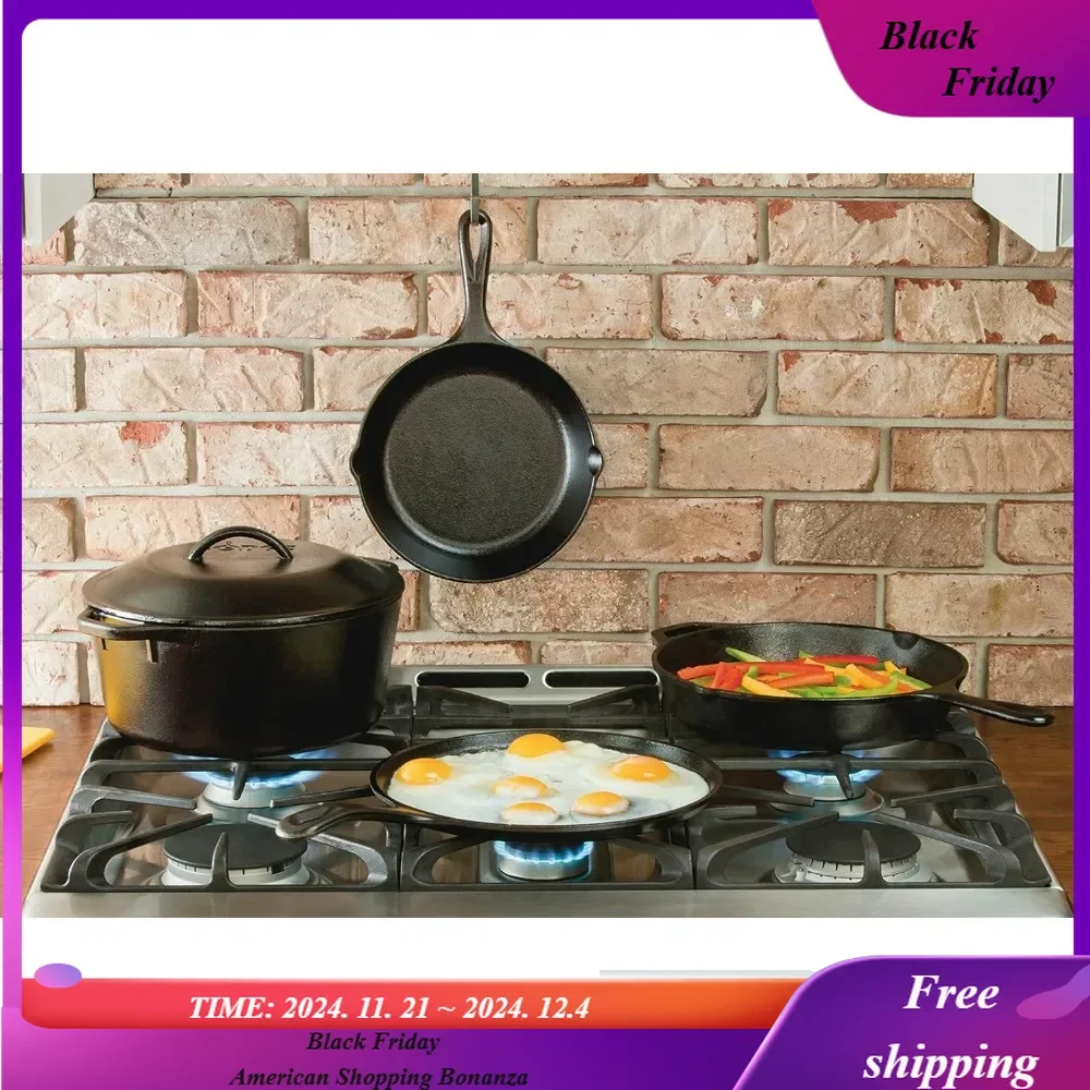 Seasoned Cast Iron 5 Piece Bundle. 10.5